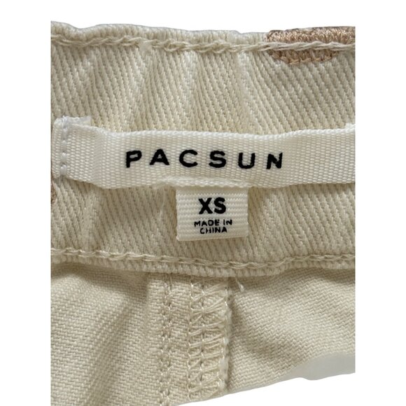 PacSun Womens Shorts Mushroom Print Demin Cream Brown Size XS - Picture 3 of 7
